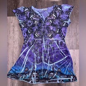Unity World Wear Purple Butterfly top fairycore Size small